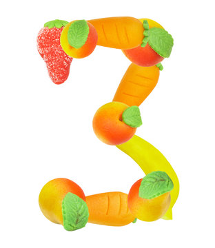alphabet from fruit, the number 3  …
