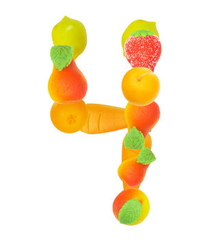 alphabet from fruit, the number 4   …