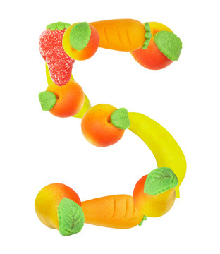 alphabet from fruit, the number 5   …
