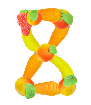 alphabet from fruit, the number 8  …