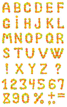 The alphabet from fruit on a white background