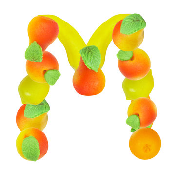 alphabet from fruit, the letter  M …