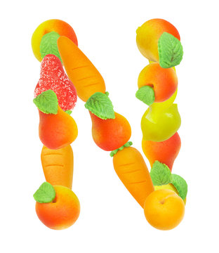 alphabet from fruit, the letter   N…