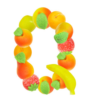 alphabet from fruit, the letter  Q …
