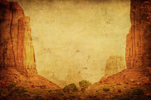 Grunge Image Of Monument Valley Landscape.
