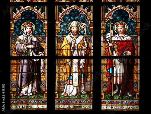 Stained glass in St.Vitus, Prague Tableau sur Toile