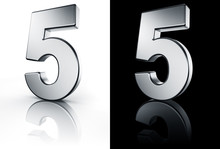 3d Rendering Of The Number 5 In Brushed Metal