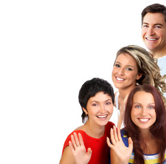 Wall Mural - young happy people. isolated ver white background