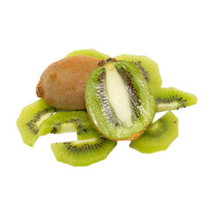 Wall Mural - Fresh kiwi isolated on white.