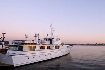 Wall Mural - Luxury yacht at sunset