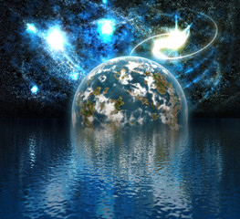 Wall Mural - earth, water, stars, cosmos, galaxy,
