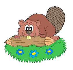 Beaver with log