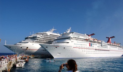 Cruise Ships in Port at Cozumel,Mexico