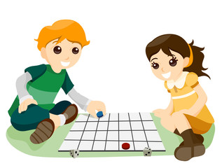 Canvas Print - Children playing Boardgame