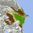 Azerbaijan. Shaded relief map.