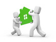 Person carrying house icon. Teamwork
