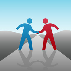 Wall Mural - People on Two Sides Agree to Deal Shake Hands