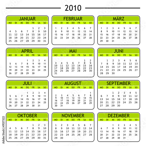 kalender 2010 Stock Vector Adobe Stock