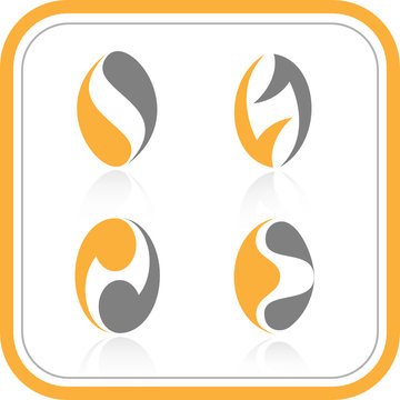 Vector abstract internet icons. Orange set. Simply change.
