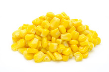 Stack Of Sweetcorn Kernels In Isolated White Background