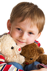 Wall Mural - Portrait of the child with teddy bears.