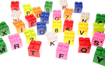 Colorful learning blocks over white