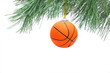 Christmas tree. Decoration in basketball style.