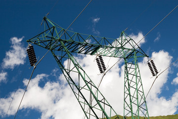 Electric tower on the blue sky