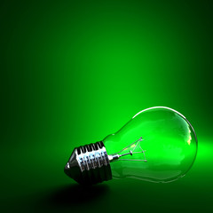 Wall Mural - green eco background classic light bulb with space for write