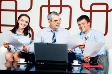 Sticker - Adult businessman sitting at the table