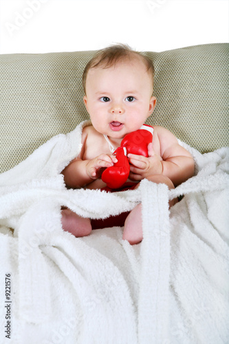 Portrait of the small boxer on a white background Tableau sur Toile