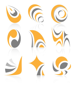 Vector abstract internet icons. Orange set. Simply change.