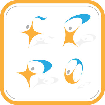 Vector abstract internet icons. Orange set. Simply change.