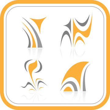 Vector abstract internet icons. Orange set. Simply change.