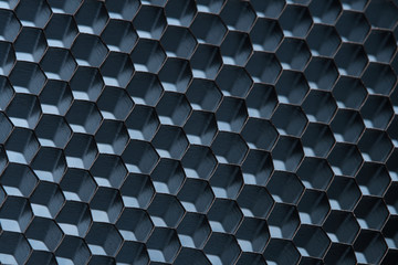 blue honeycomb grid; macro shot; shallow DOF
