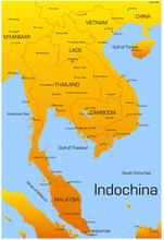 Vector Map Of Indochina Countries