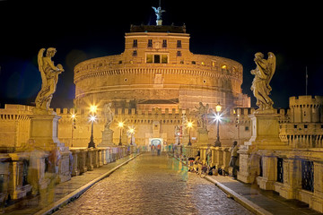 Fototapete - Engelsburg in Rom bei Nacht