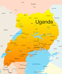 Poster - Abstract vector color map of Uganda country