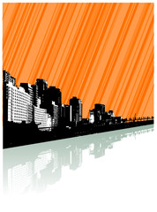 Wall Mural - city with reflection and lines. vector