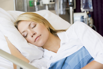 Wall Mural - Woman Asleep In Hospital Bed