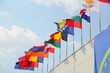 various national flags flapping in the wind