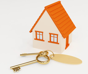 Wall Mural - Two gold keys laying near to model at home