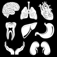 Sticker - Vector medical icons. Black and white. Simply change.