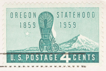 Wall Mural - This is a Vintage 1969 Canceled US Stamp Oregon Statehood