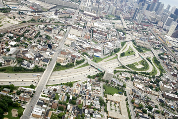 Chicago traffic in motion during the day