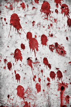 Fototapete - Red splatter on a grungy rock wall.