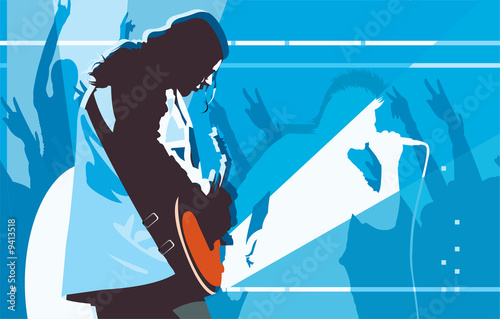 Obraz w ramie vector image of guitarist on concert