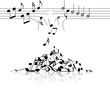 Music theme - broken links with notes on white background