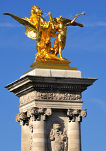 France; Paris ; Bronze And Golden Leaf Statue