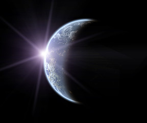 Wall Mural - earth with rising sun illustration background